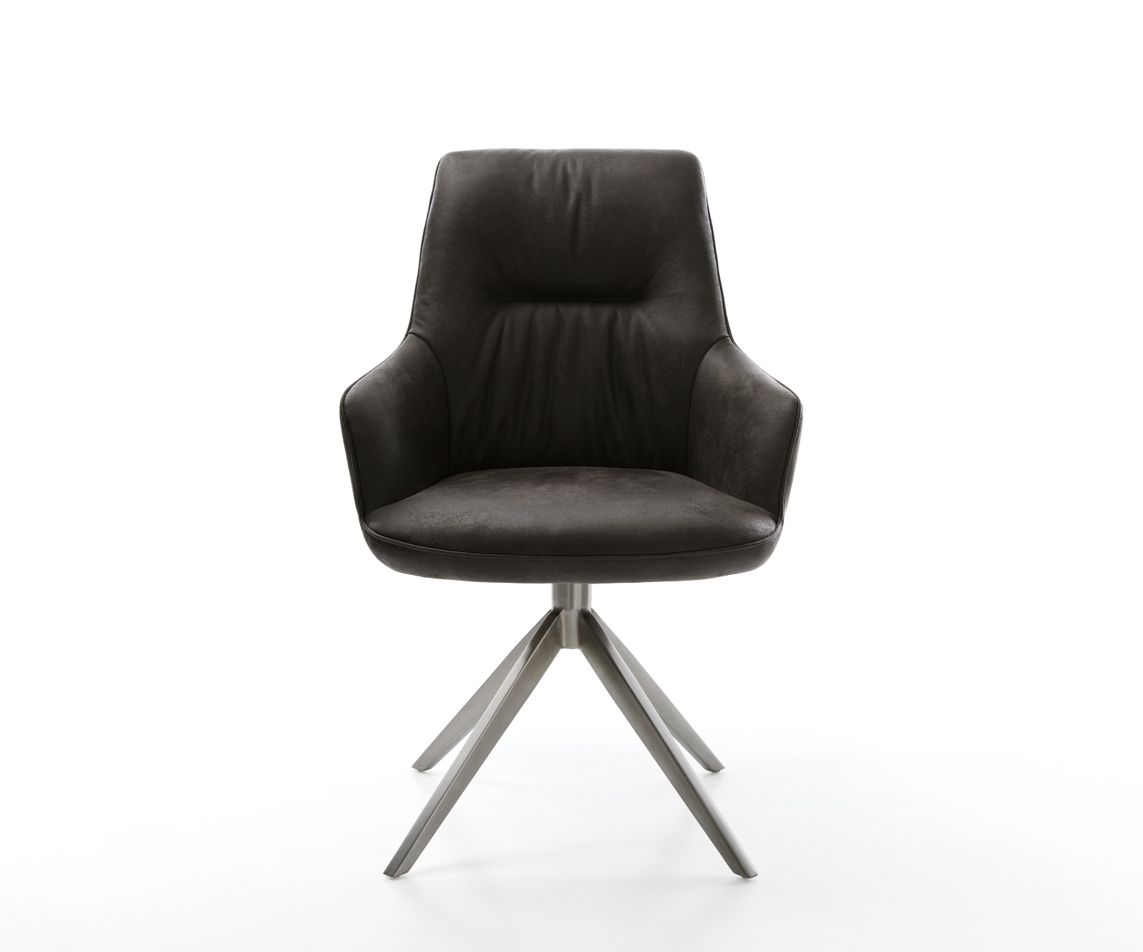 Draaistoel Zelia-Flex met armleuning microvelours antraciet vintage kruisframe breed grafiet 360° draaibaar rocker-functie pocketveer kern 1