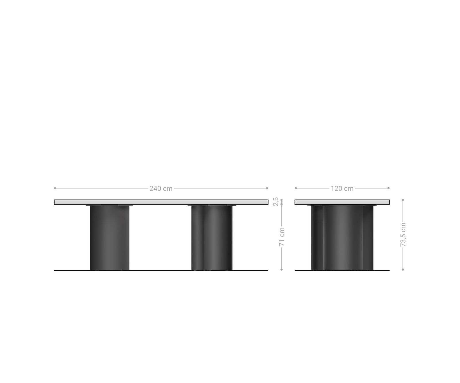 Eettafel Edge Boot 240x120x2,5-3 eiken natuur Troa metaal zwart Zwitserse rand 5