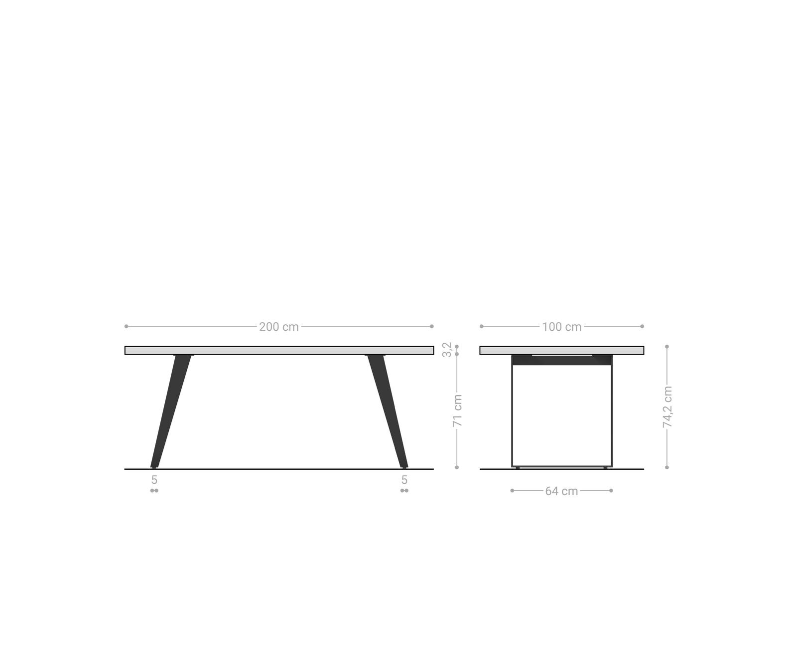 Eettafel Edge 200x100x2,5-3 eiken natuur roestvrij staal  schuin Live-Edge 9