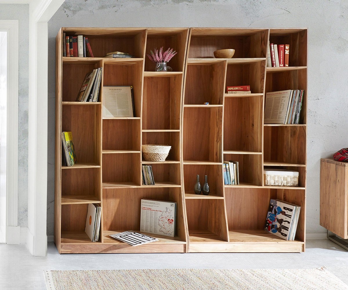 Boekenkast Live-Edge 121 cm van acacia natuur links 3 Boekenkast Live-Edge 121 cm van acacia natuur links 3