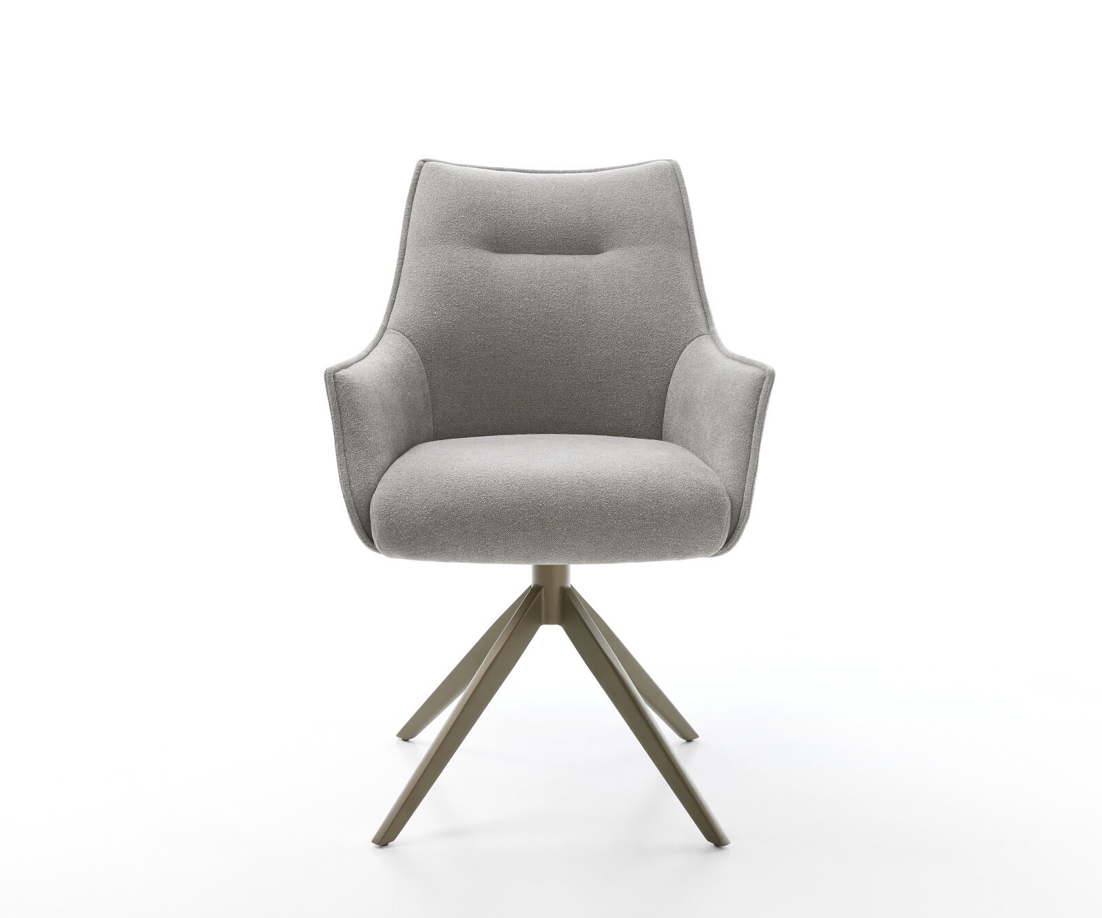 Draaistoel Alja-Flex met armleuning zachte stof met structuur grijs kruisframe breed afwerking met titanium 360° draaibaar rocker-functie pocketveer kern 1