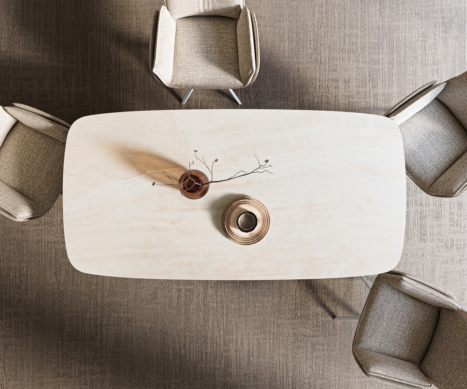 Eettafel Edge boot 200x100 cm keramiek Onyx Champagne Spider metaal wit 6