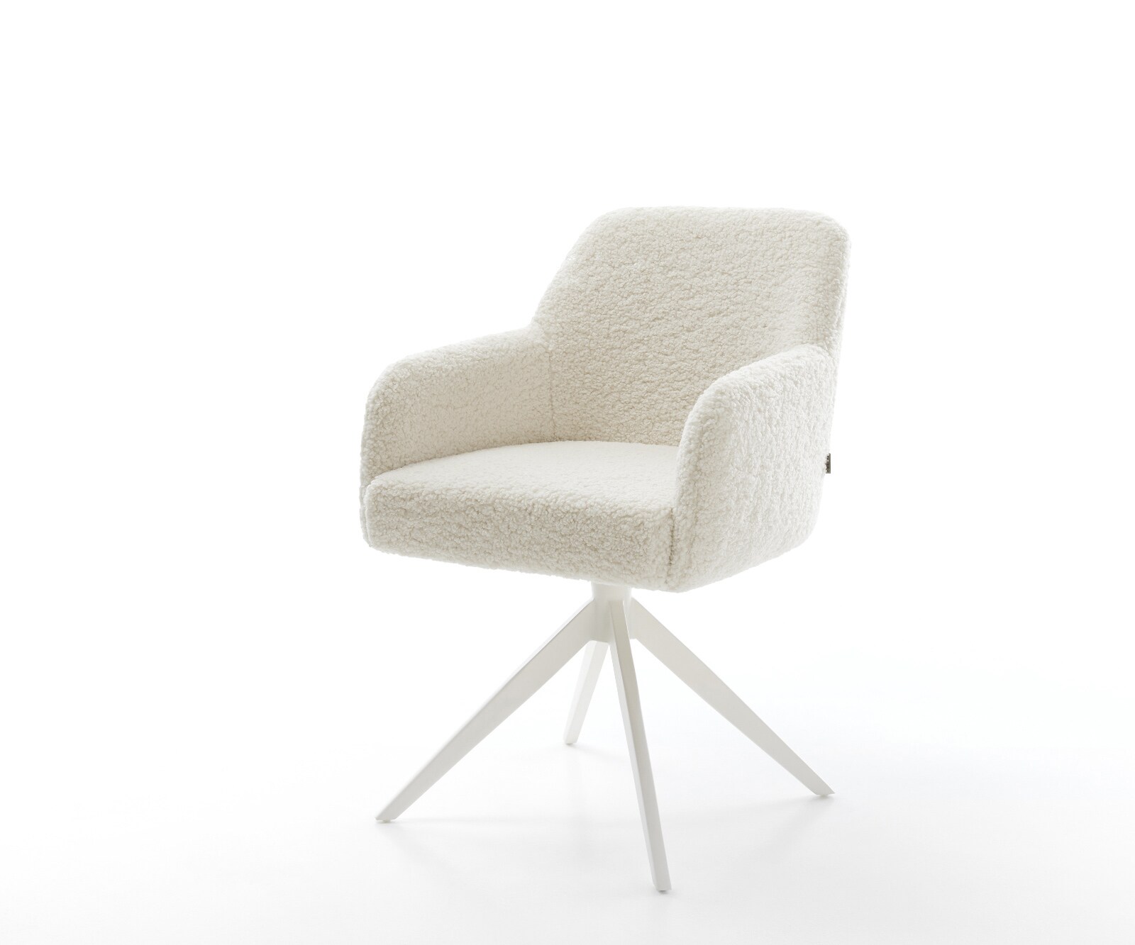 Draaistoel Greg-Flex teddy beige kruisframe breed wit 360° draaibaar rocker-functie pocketveer kern
