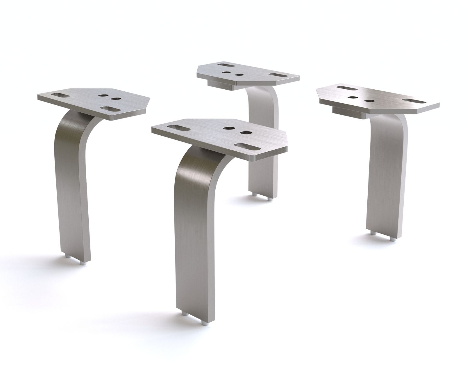 L-vormige poot 15 cm geborsteld RVS voor alle soorten meubels (set van 4)