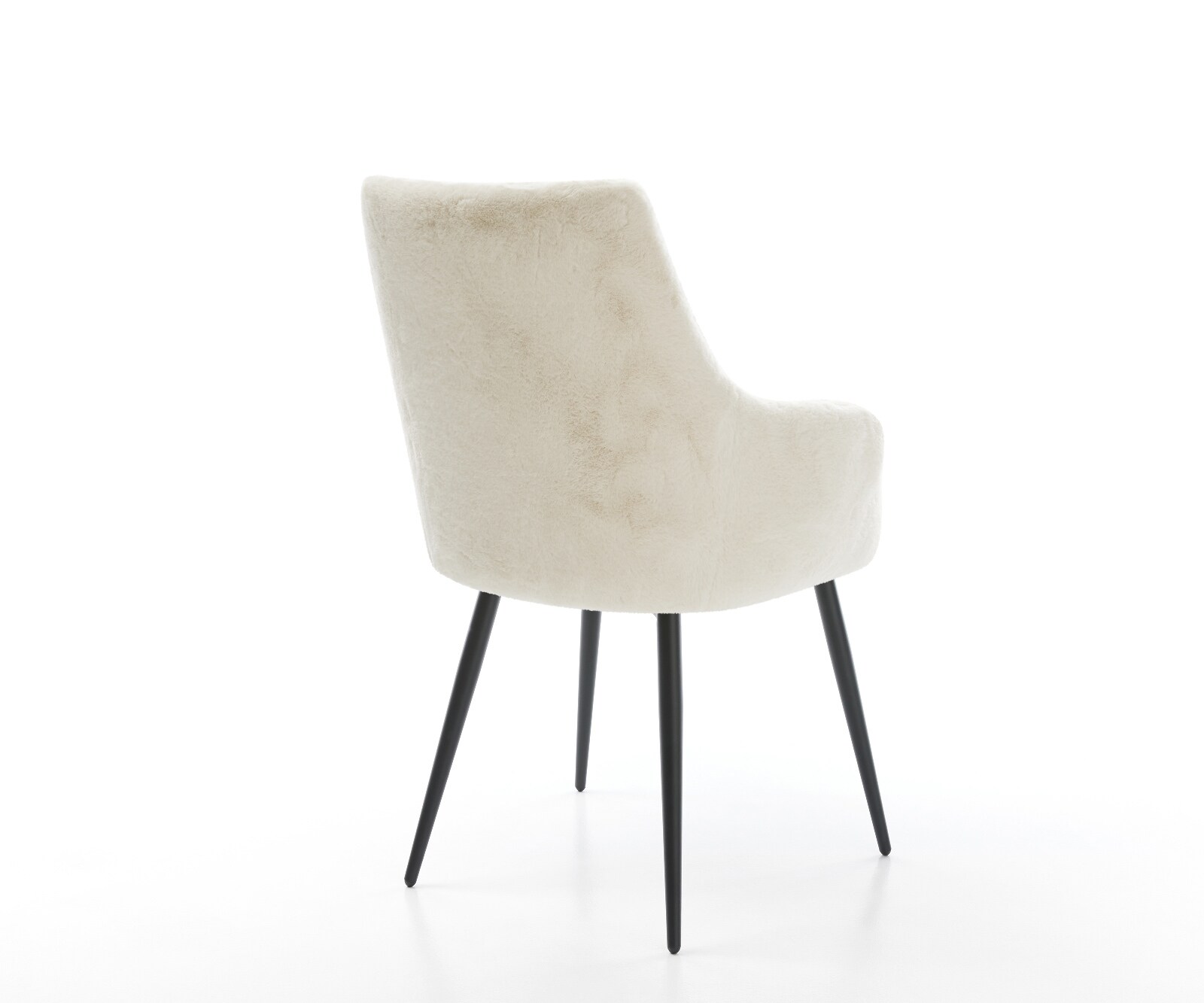 Eetkamerstoel Alja-Flex met armleuning pluchen crème-wit 4-poot conisch zwart pocketveer kern 4