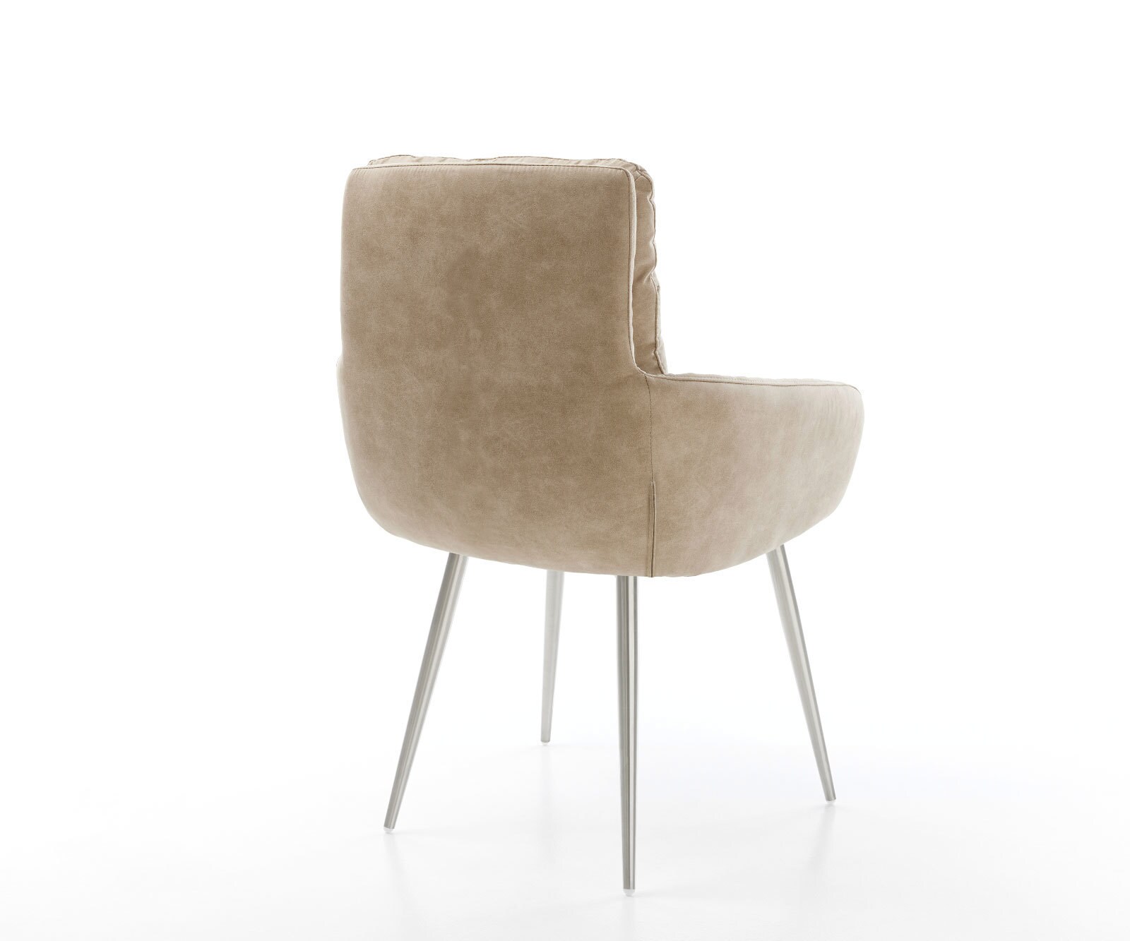 Eetkamerstoel Abelia-Flex met armleuning microvelours beige vintage 4-poot conisch roestvrij staal 4 Eetkamerstoel Abelia-Flex met armleuning microvelours beige vintage 4-poot conisch roestvrij staal 4