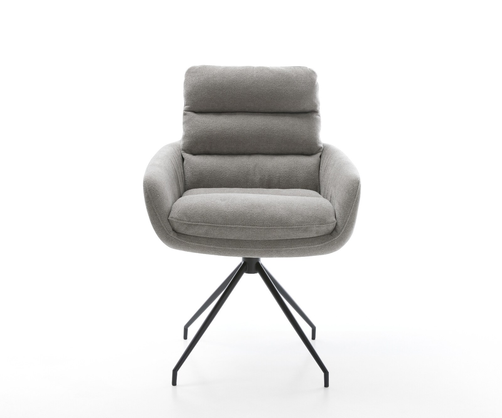 Eetkamerstoel Abelia-Flex met armleuning zachte stof met structuur grijs kruisframe conisch zwart 2
