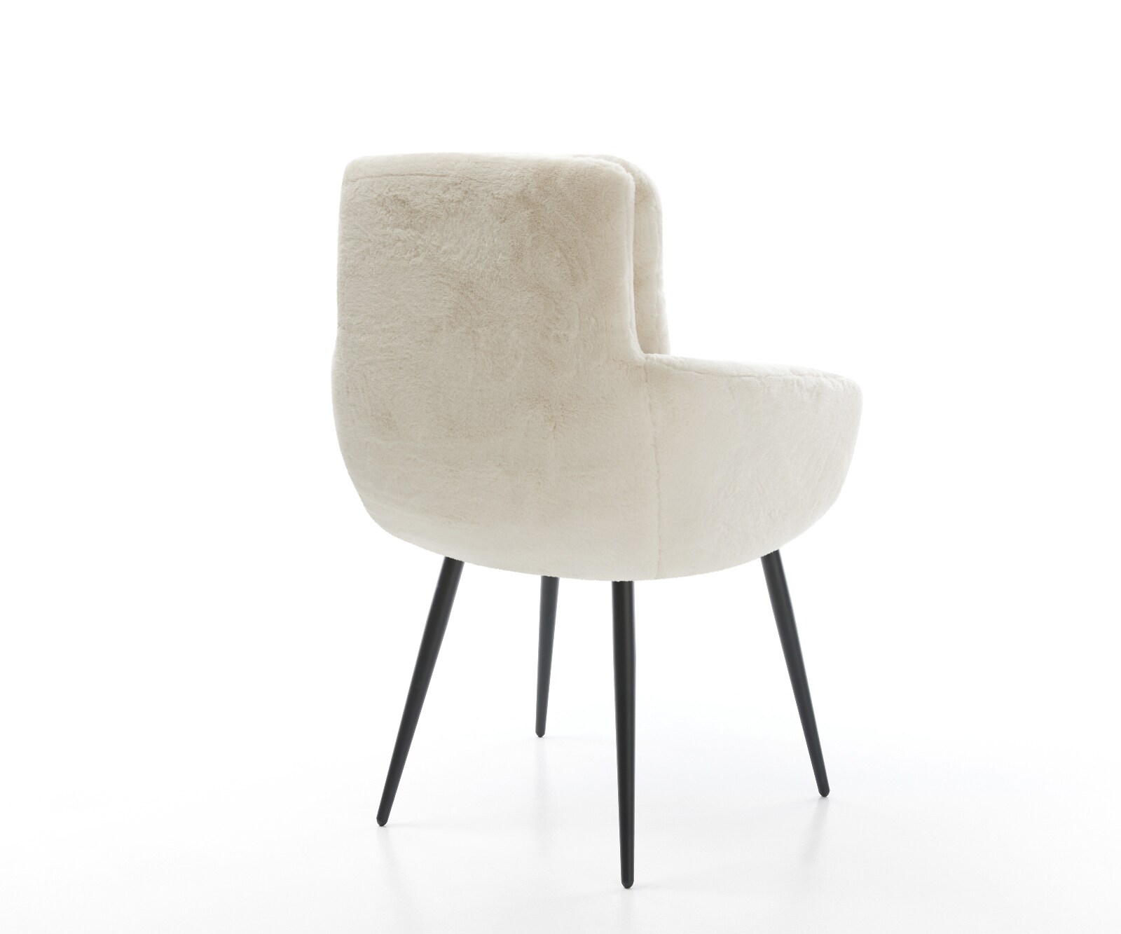 Eetkamerstoel Abelia-Flex met armleuning pluchen crème-wit 4-poot conisch zwart 5