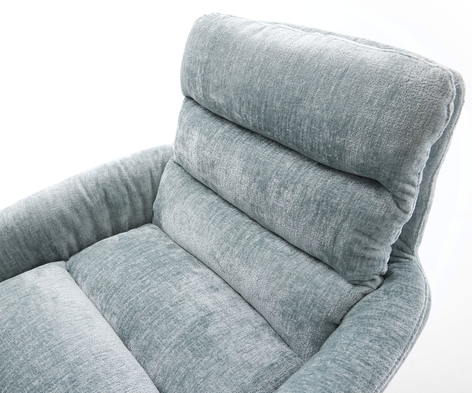 Draaistoel Abelia-Flex met armleuning chenille pastelblauw kruispoot roestvrij staal 360° draaibaar rocker-functie 4