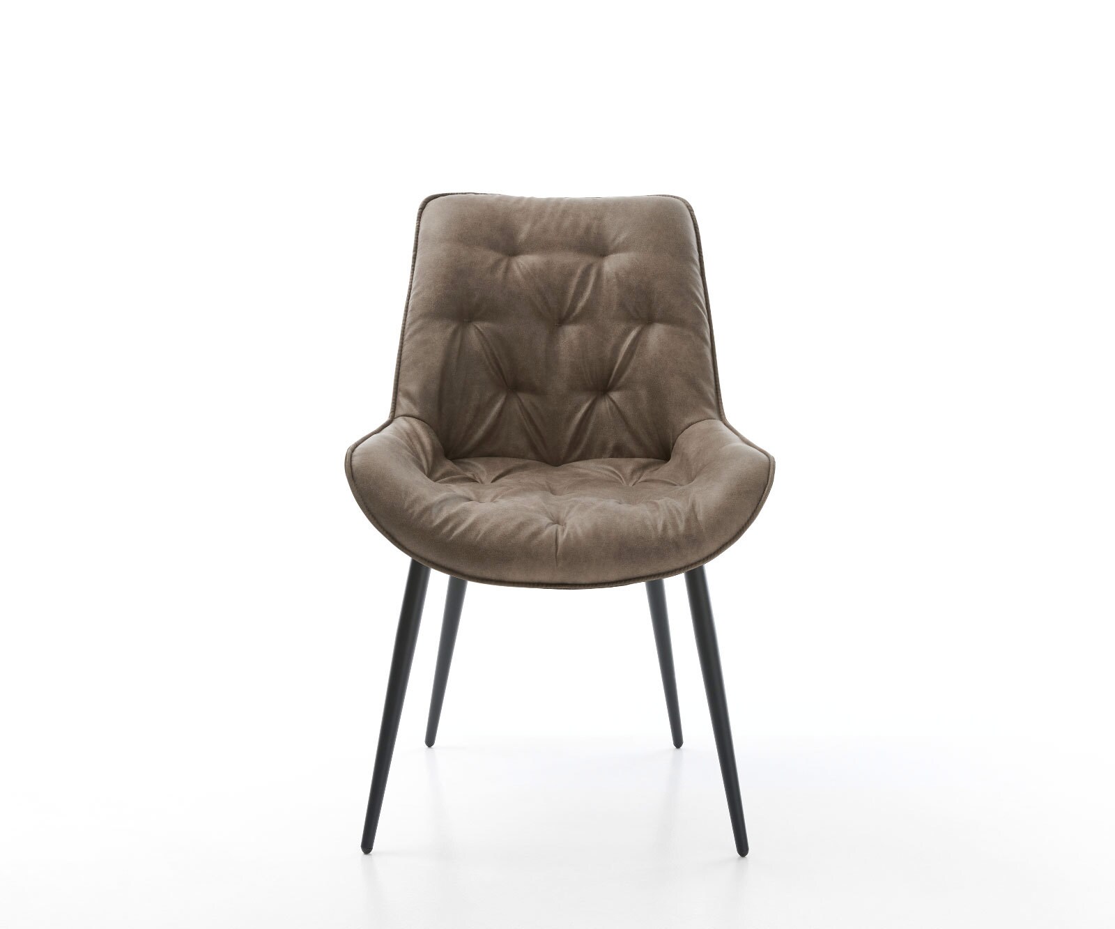 Eetkamerstoel Taimi-Flex microvelours taupe vintage 4-poot conisch zwart 2 Eetkamerstoel Taimi-Flex microvelours taupe vintage 4-poot conisch zwart 2