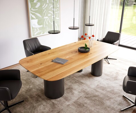 Eettafel Edge Boot 240x120x2,5-3 eiken natuur Troa metaal zwart Zwitserse rand