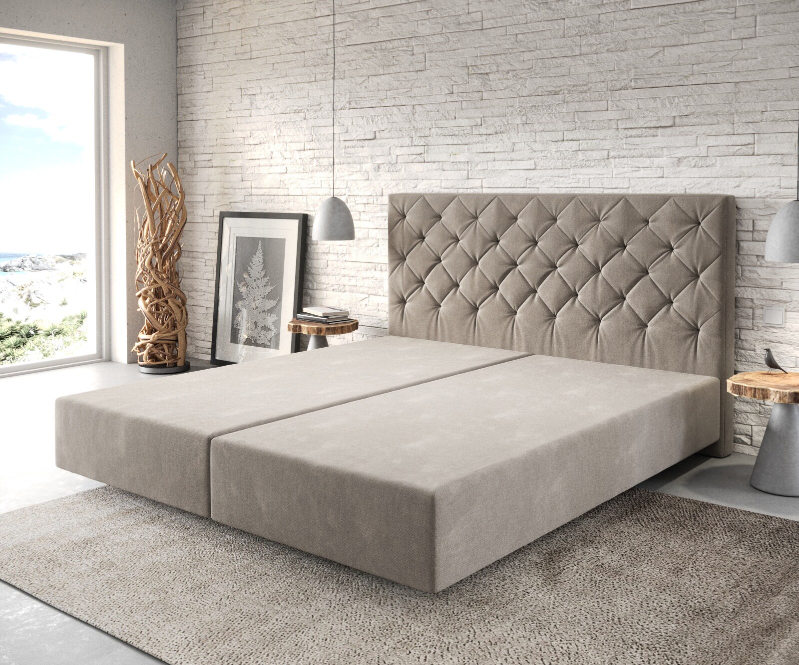Boxspring-frame Dream-Great 180x200 microvezel beige