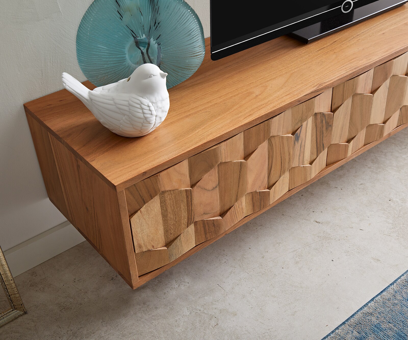 Tv-meubel Fevo 160 cm acacia naturel 2 deuren zwevend 4