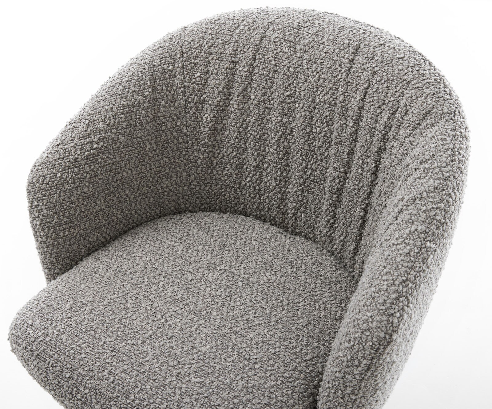 Eetkamerstoel Caja-Flex met armleuning bouclé zilver grijs 4-poot conisch zwart pocketveer kern 4