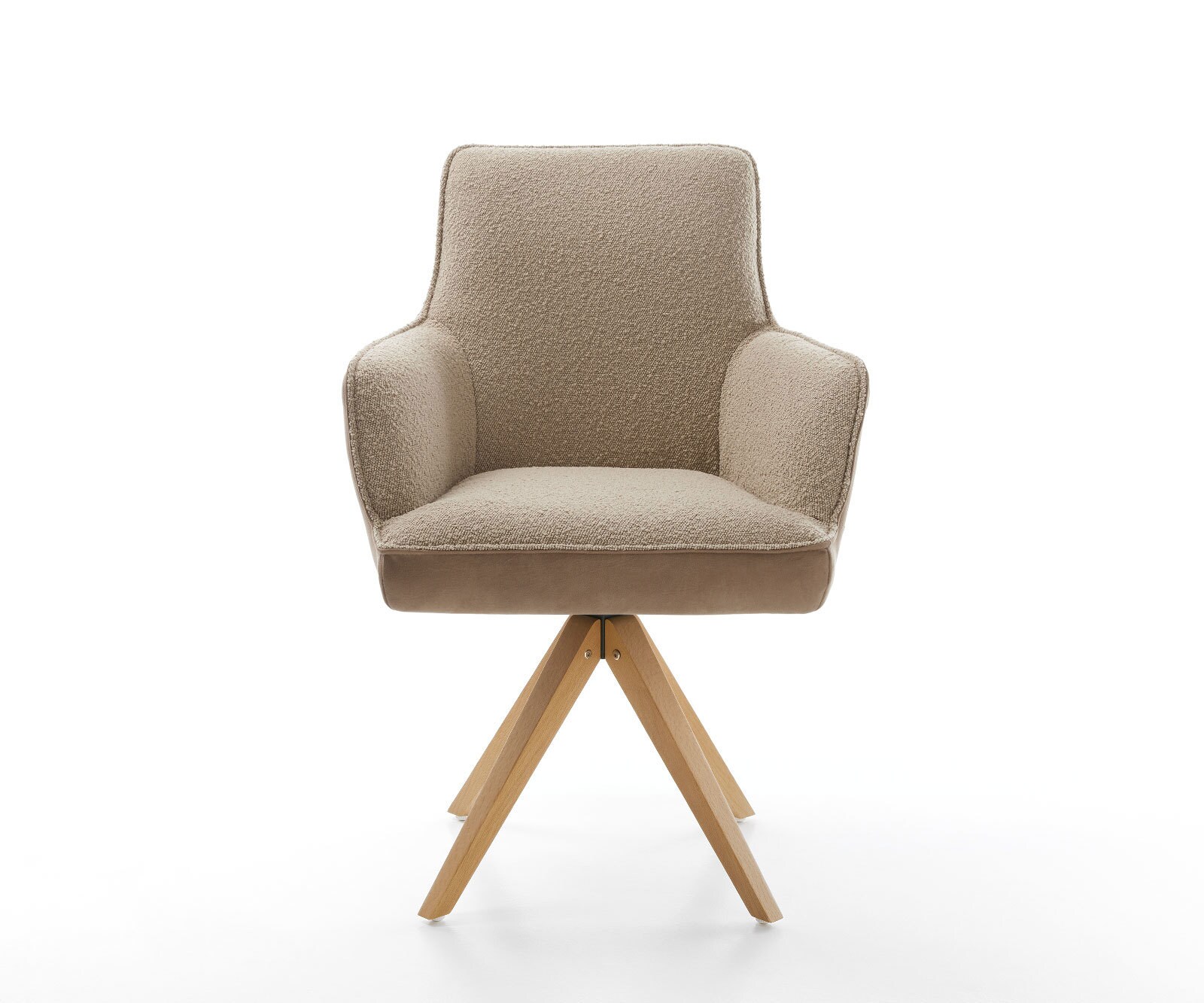 Draaistoel Heira-Flex met armleuning materiaalmix mud houten frame hoekig natuur 180° draaibaar pocketveer kern 2