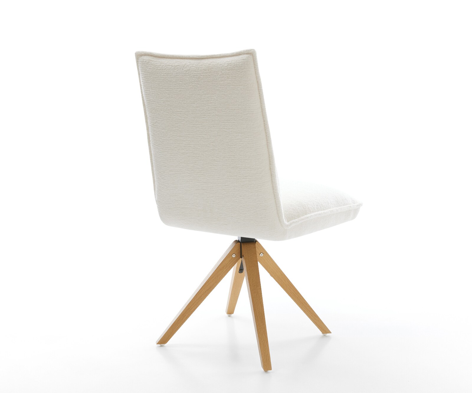 Draaistoel Lelio-Flex bouclé zacht beige houten frame hoekig natuur 180° draaibaar pocketveer kern 5