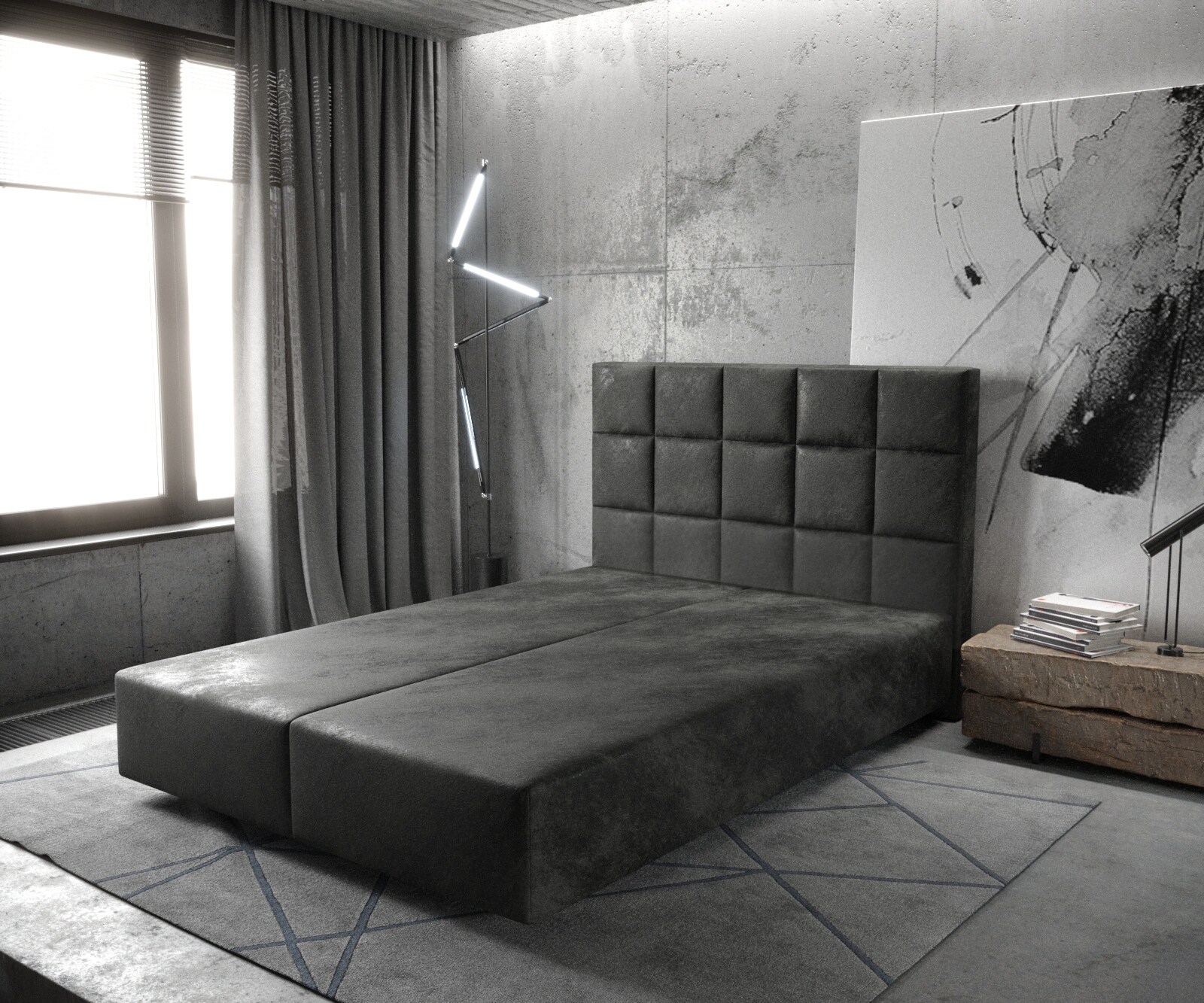 Boxspring-frame Dream-Fine 160x200 microvezel antraciet Vintage