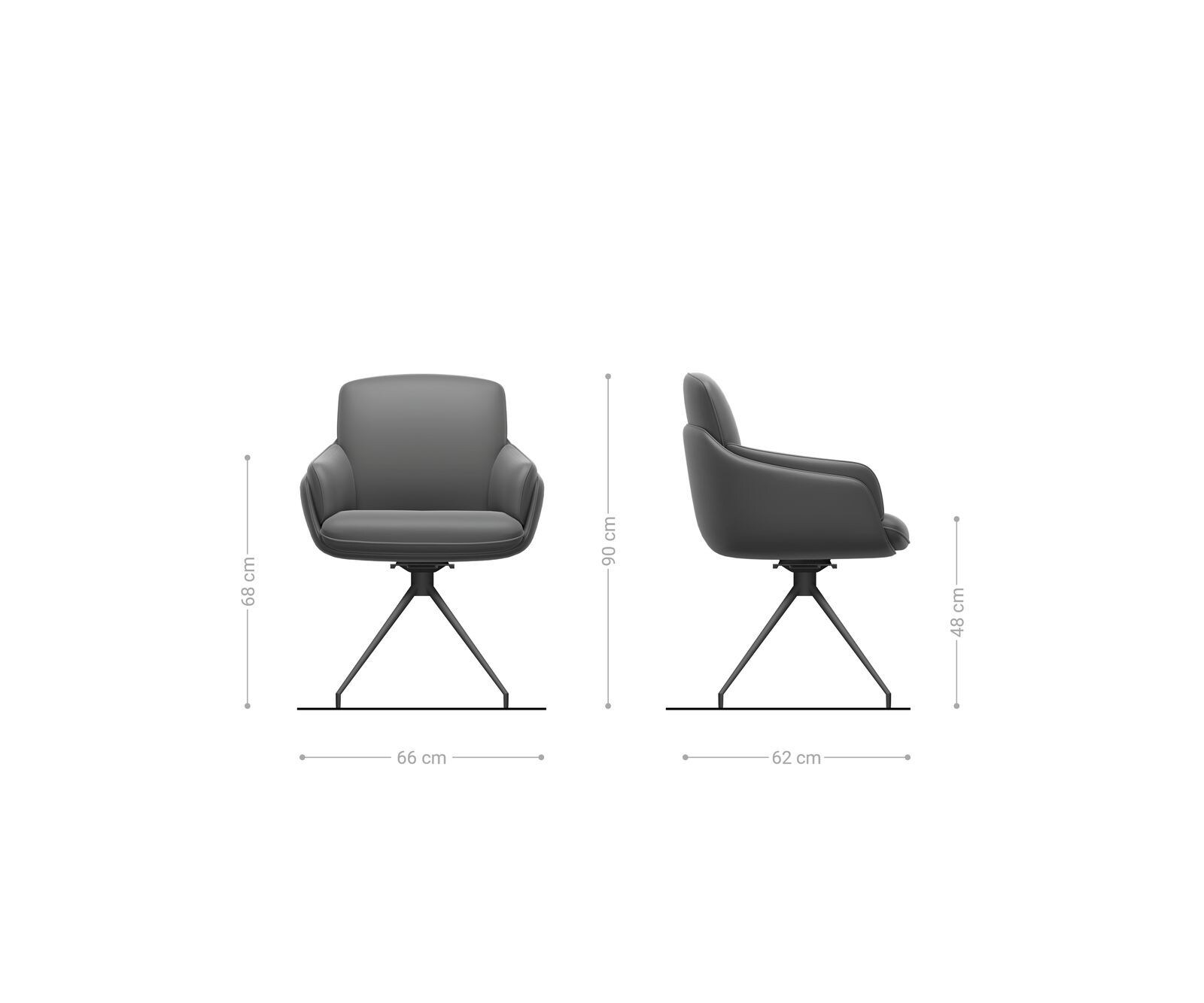 Draaistoel Luan-Flex met armleuning chenille zilver grijs kruisframe conisch roestvrij staal 180° draaibaar 5 Draaistoel Luan-Flex met armleuning chenille zilver grijs kruisframe conisch roestvrij staal 180° draaibaar 5