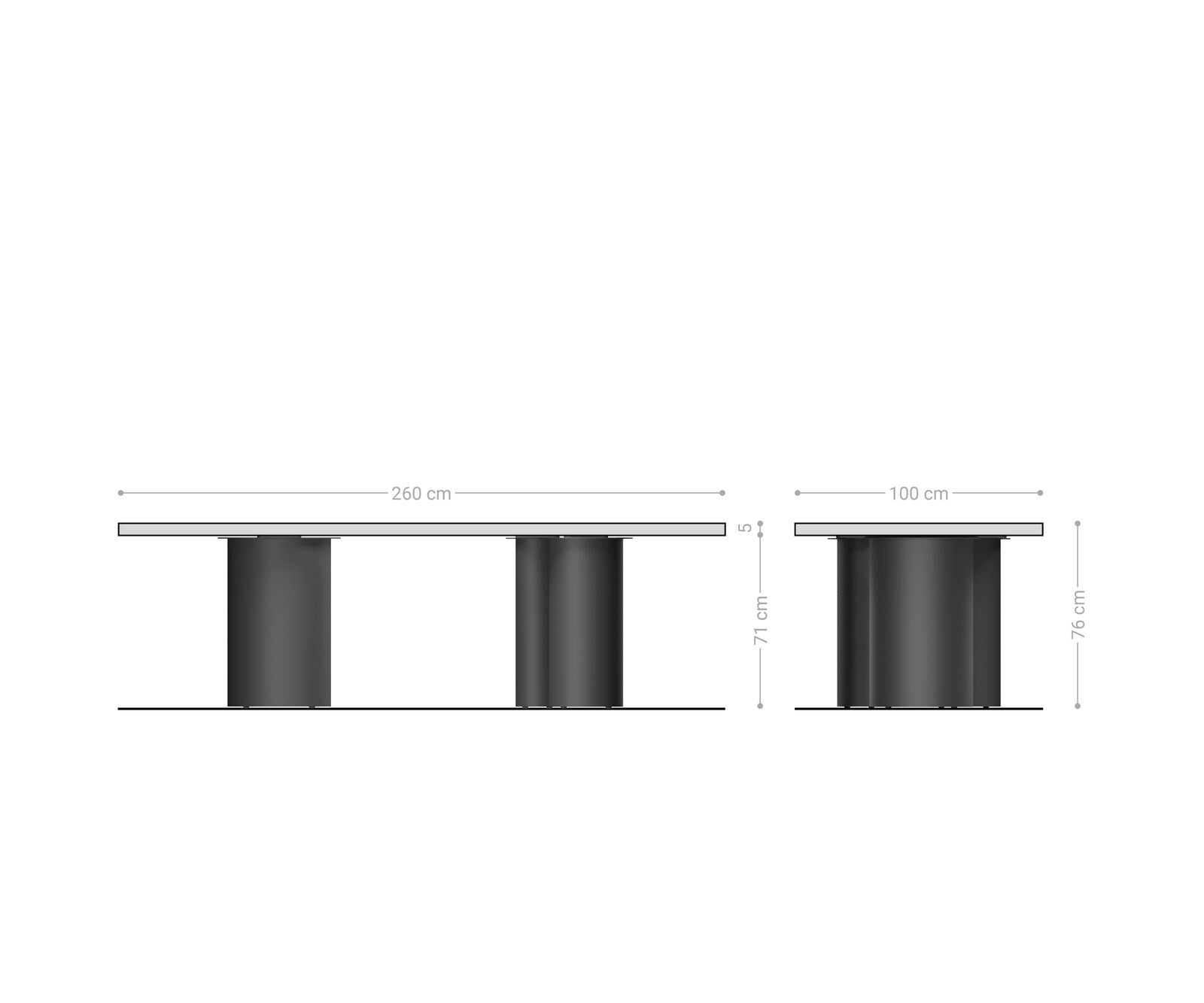 Eetkamertafel Edge 260x100 XL acacia bruin Troa roestvrij staal grafiet Live-Edge 6