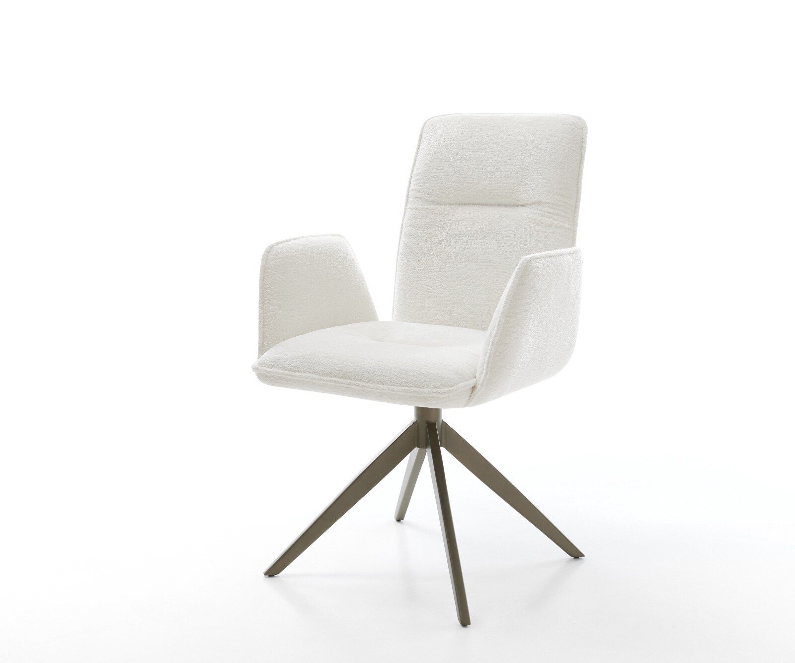 Draaistoel Vinja-Flex bouclé zacht beige kruisframe breed afwerking met titanium 360° draaibaar rocker-functie 1