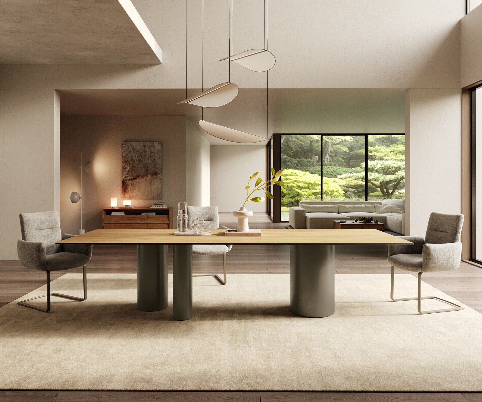 Eetkamertafel Edge 300x100 keramiek Laminam® Sabbia eiken kleur Troa metaal effectafwerking titaan 4