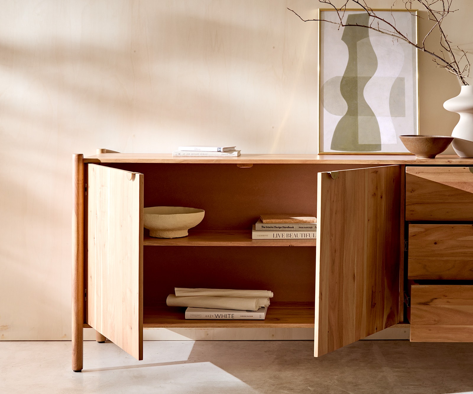 Dressoir Caius 175 cm acacia aura 2 deuren 3 laden 4 Dressoir Caius 175 cm acacia aura 2 deuren 3 laden 4
