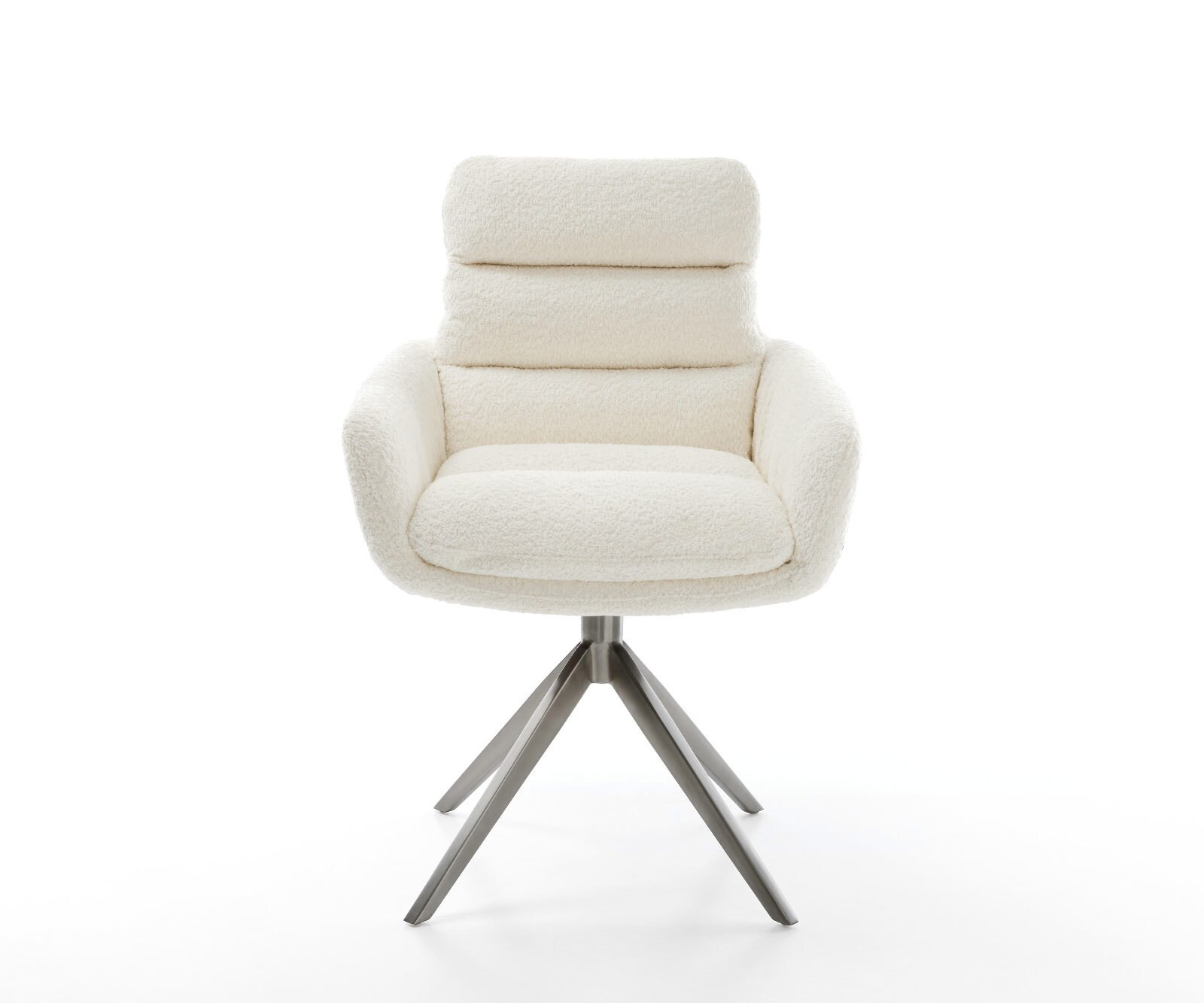 Draaistoel Abelia-Flex met armleuning bouclé wit kruisframe breed grafiet 360° draaibaar rocker-functie 1