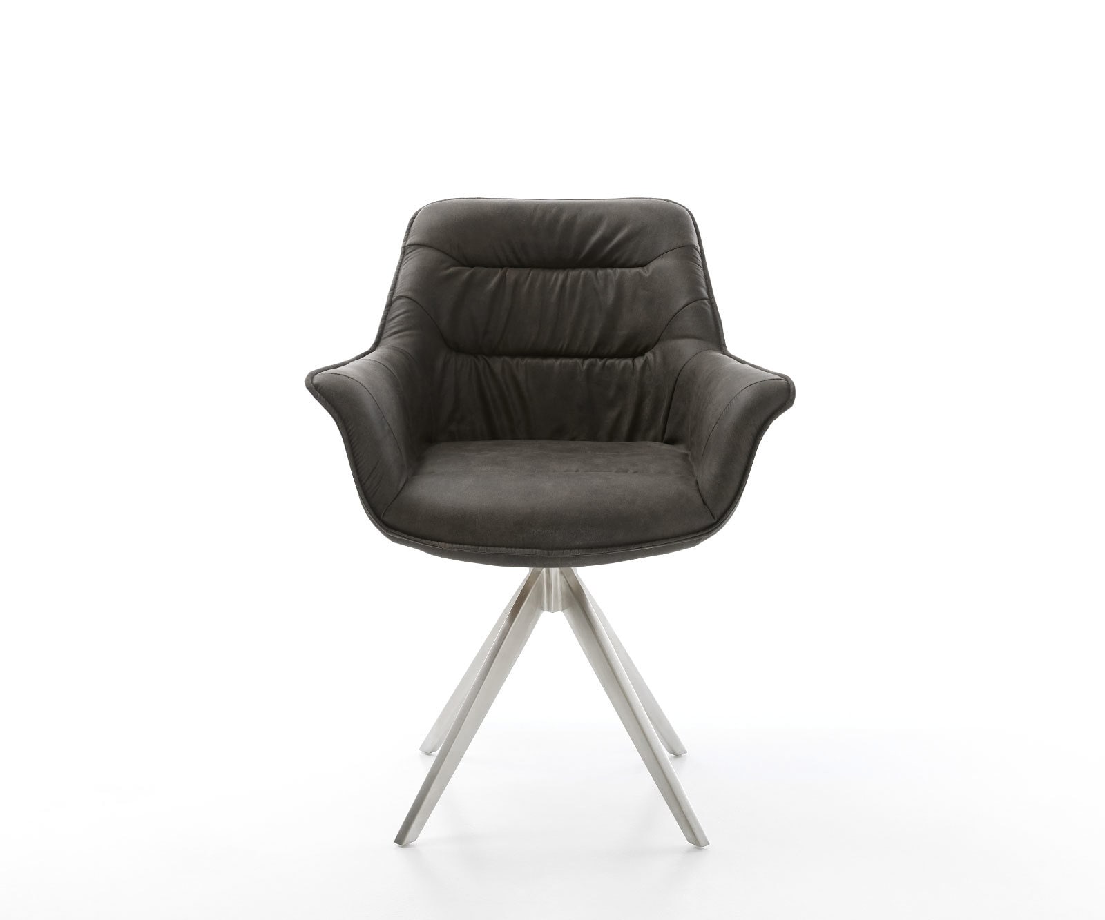 Eetkamerstoel Kaira-Flex microvelours antraciet vintage kruisframe hoekig roestvrij staal 1 Eetkamerstoel Kaira-Flex microvelours antraciet vintage kruisframe hoekig roestvrij staal 1