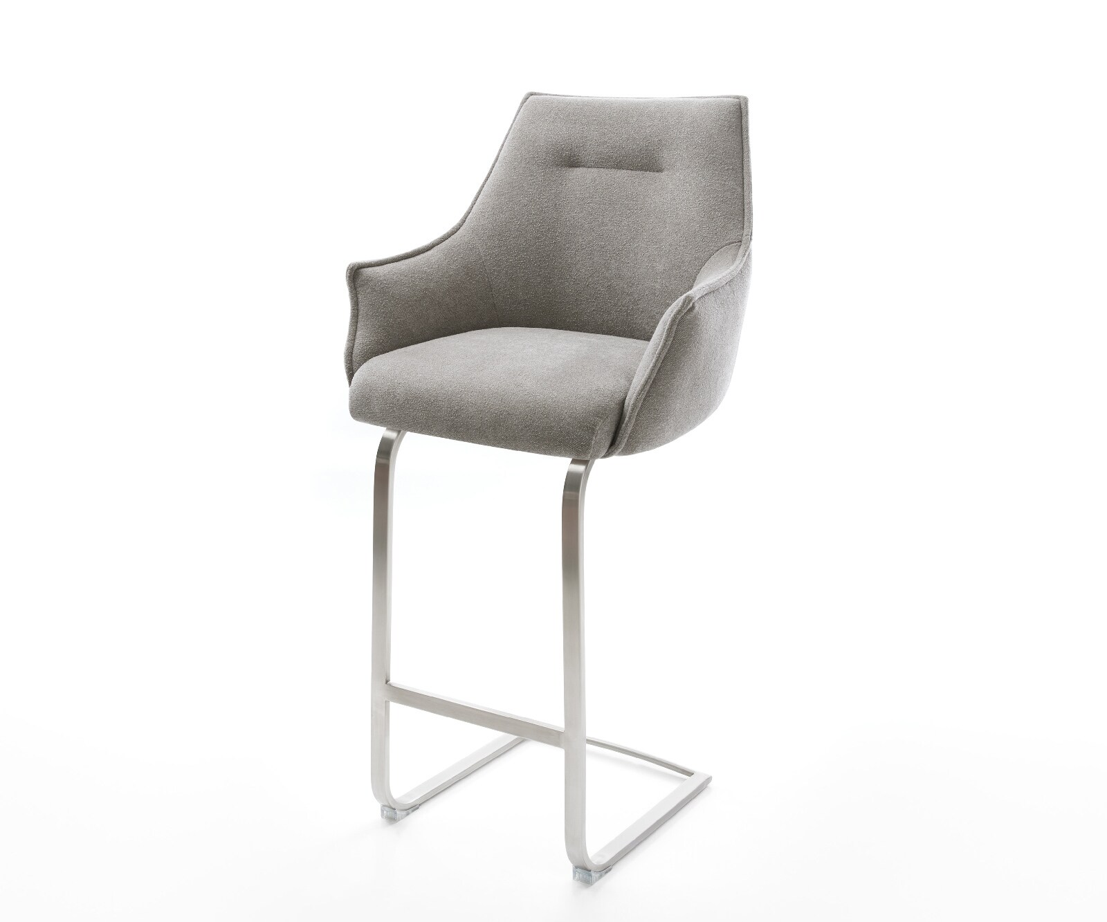 Barstoel Alja-Flex Zachte stof met structuur Grijs Vrijkantelframe plat roestvrij staal Zilver Pocketvering 1