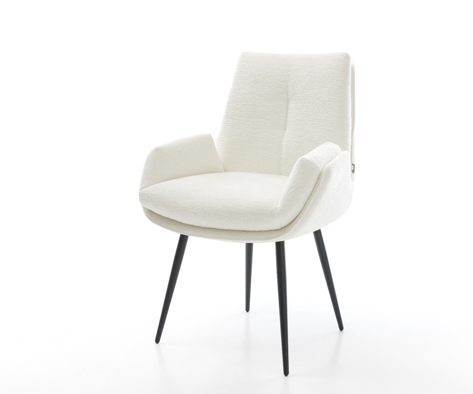 Eetkamerstoel Clea-Flex bouclé zacht beige 4-poot conisch zwart pocketveer kern 1