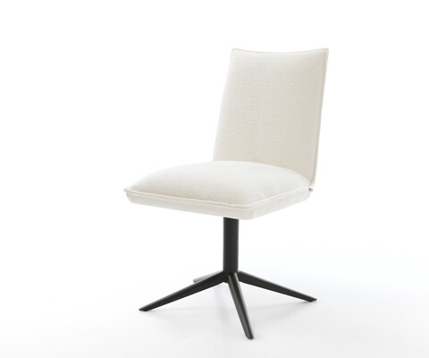 Draaistoel Lelio-Flex bouclé zacht beige kruispoot zwart 360° draaibaar rocker-functie pocketveer kern