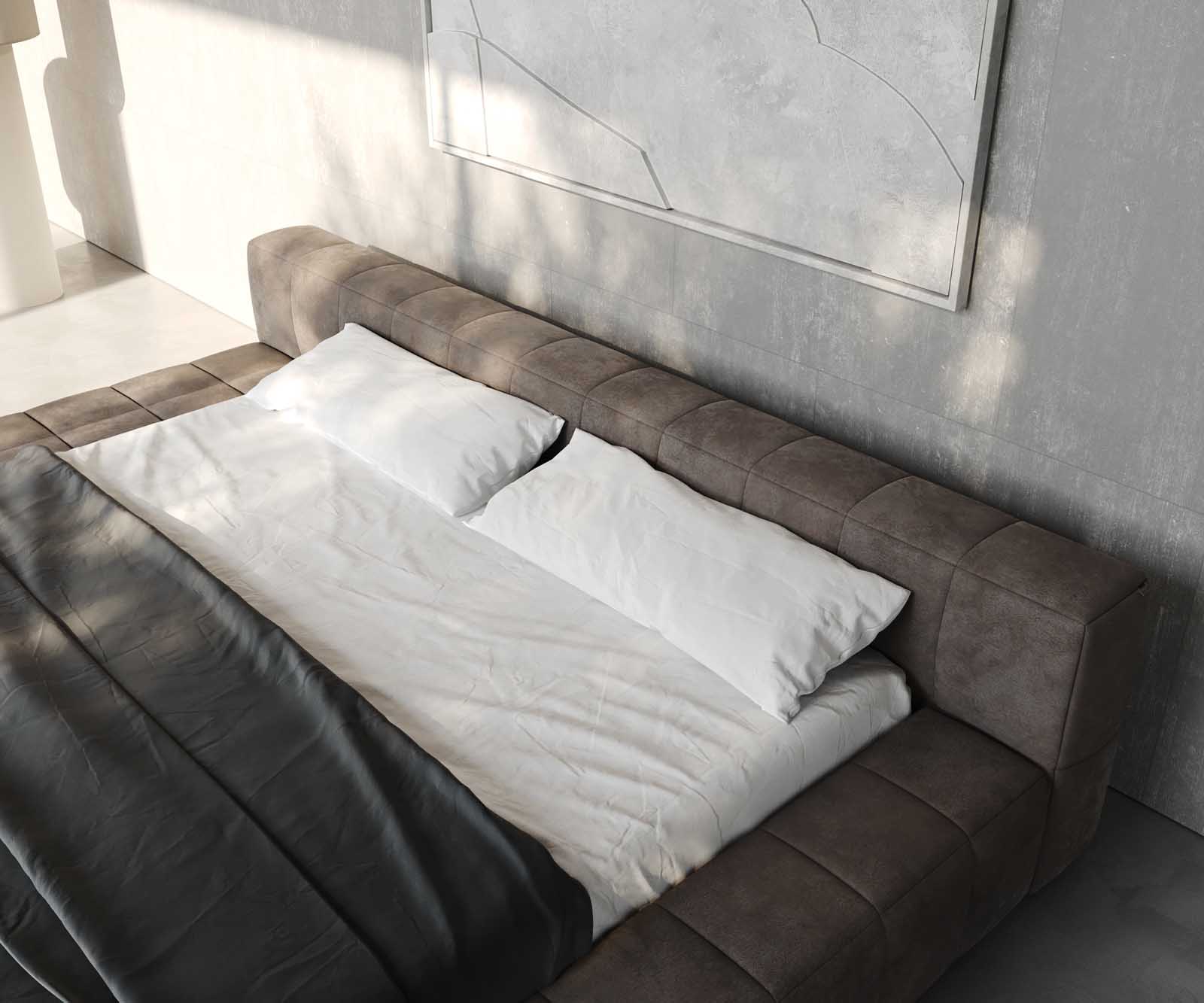 Gestoffeerd-bed Espazio 180x200 cm microvezel taupe vintage met opbergruimte 5