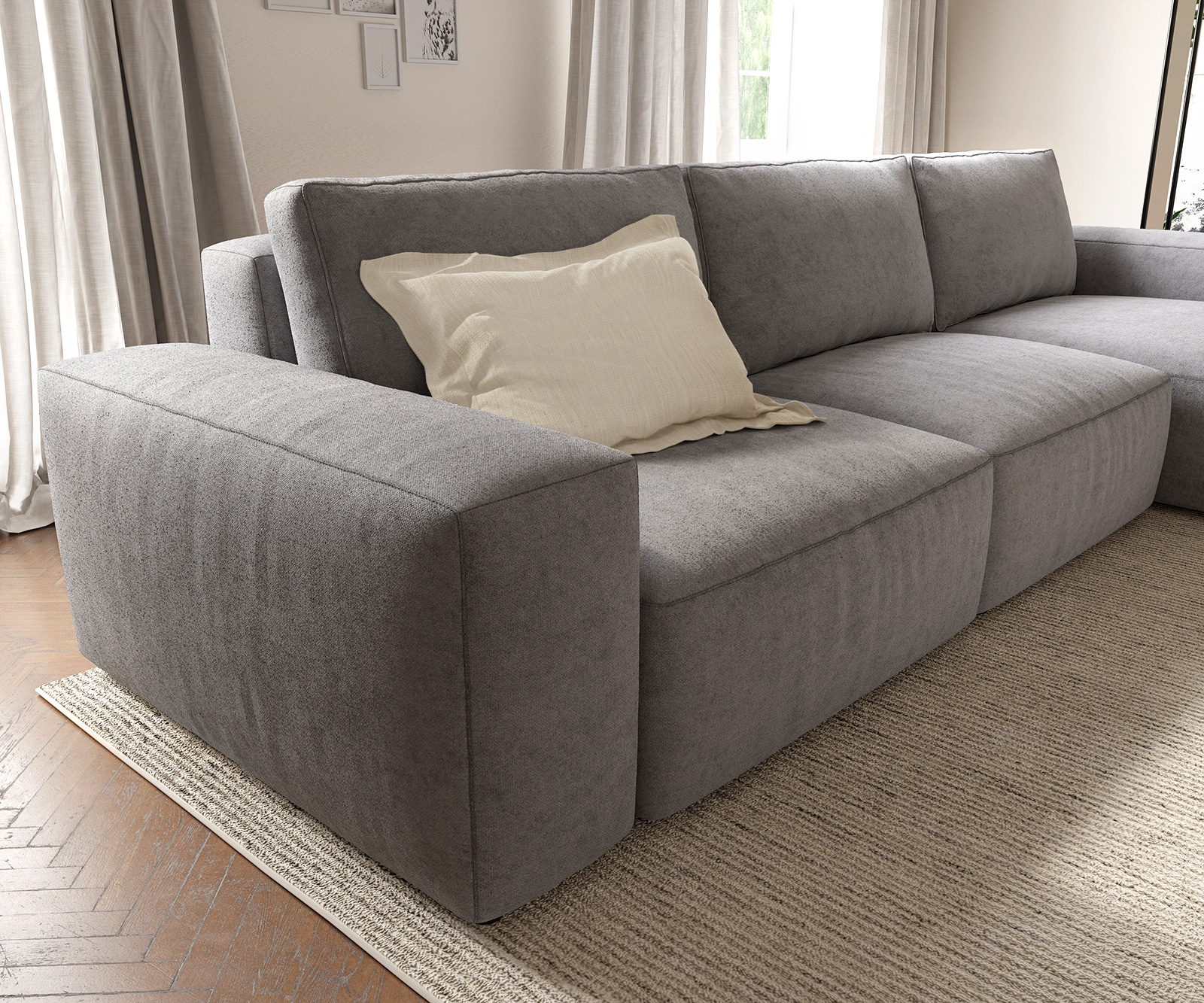 Hoekbank Lanzo L 360x160 cm microvezel Grijs Recamiere variabel 4