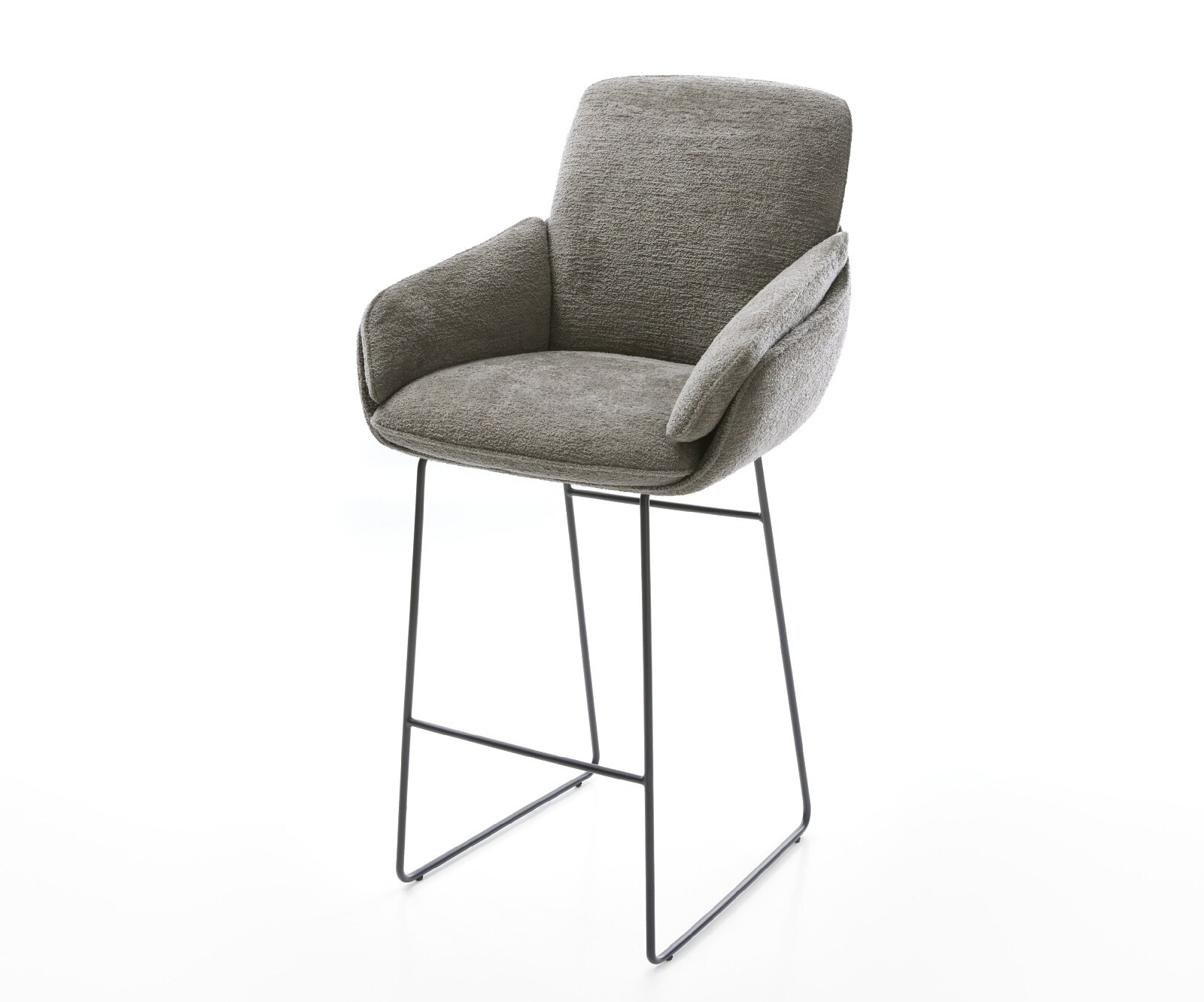 Barstoel Luan-Flex Bouclé zacht Mud Sledeonderstel metaal zwart Zwart 1