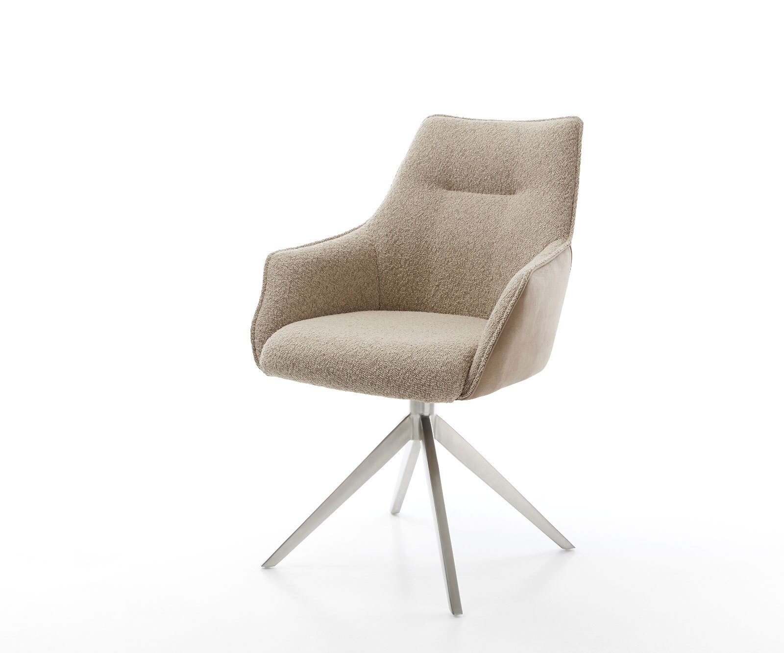 Draaistoel Alja-Flex met armleuning microvelours mud vintage kruisframe breed roestvrij staal 360° draaibaar rocker-functie pocketveer kern