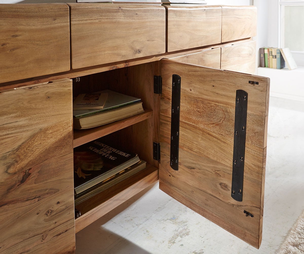 Dressoir Live-Edge 172 cm acacia natuur 4-deuren 4 laden 6 Dressoir Live-Edge 172 cm acacia natuur 4-deuren 4 laden 6