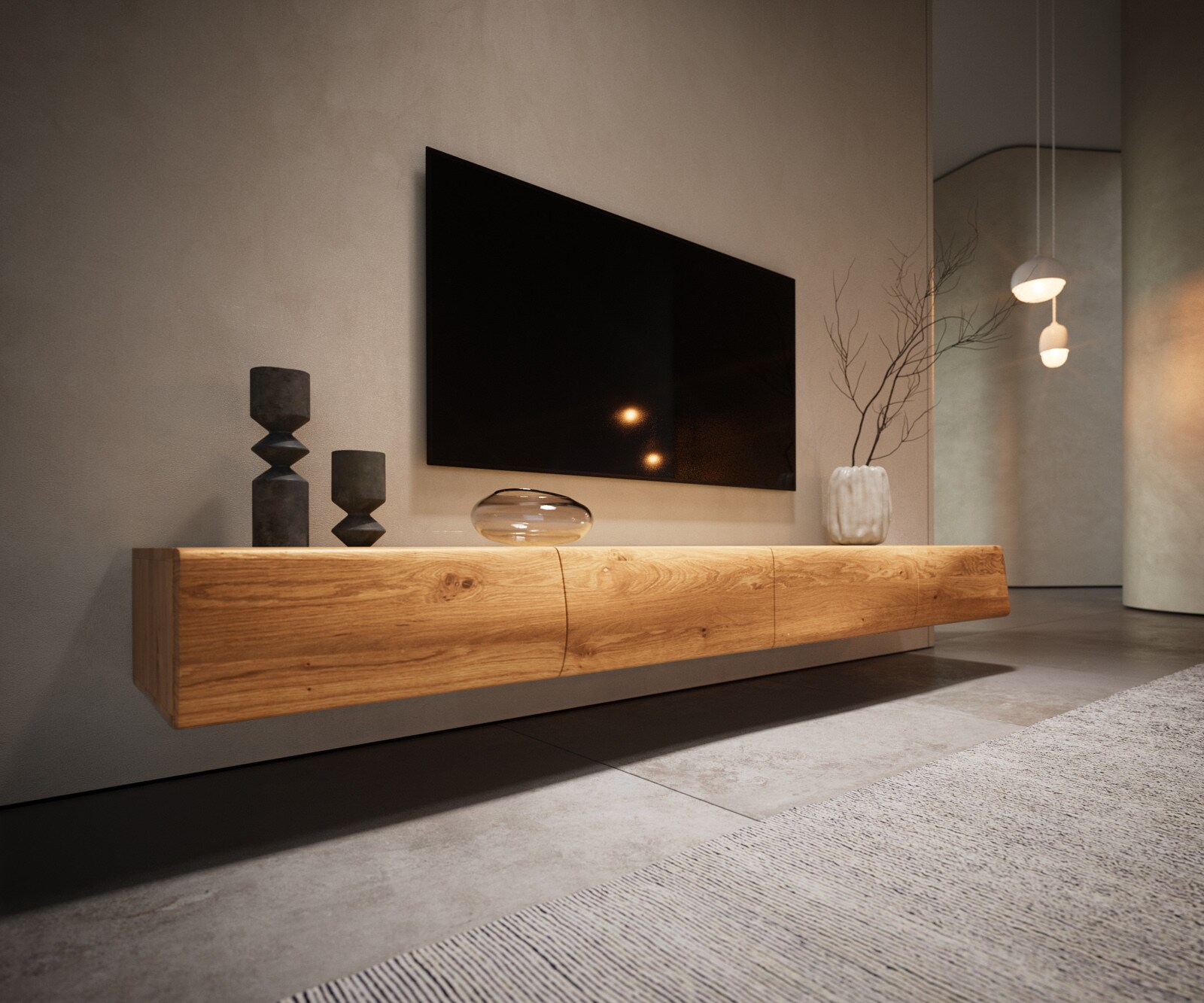 Tv-meubel New Live-Edge 200 cm eiken natuur 4 deuren zwevend 4