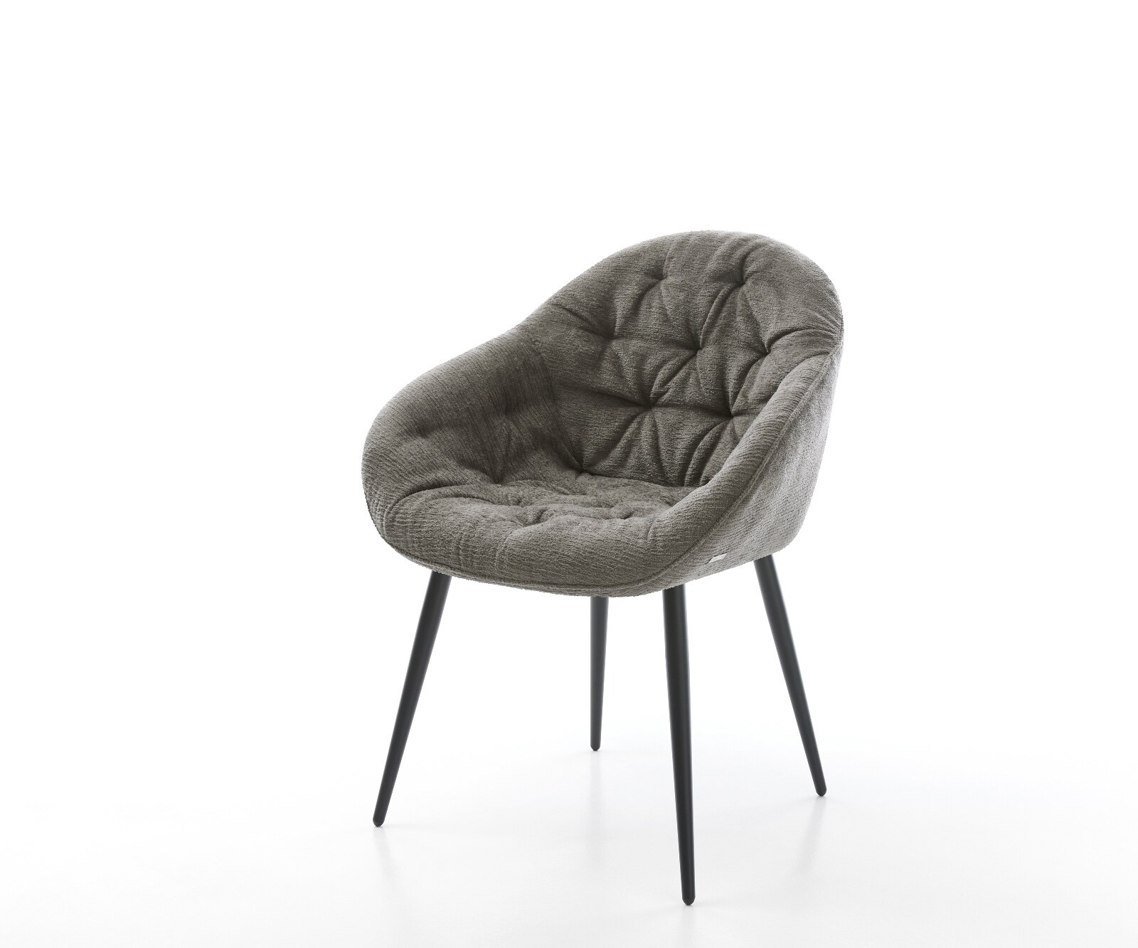 Eetkamerstoel Gaio-Flex bouclé zacht mud 4-poot conisch zwart 1