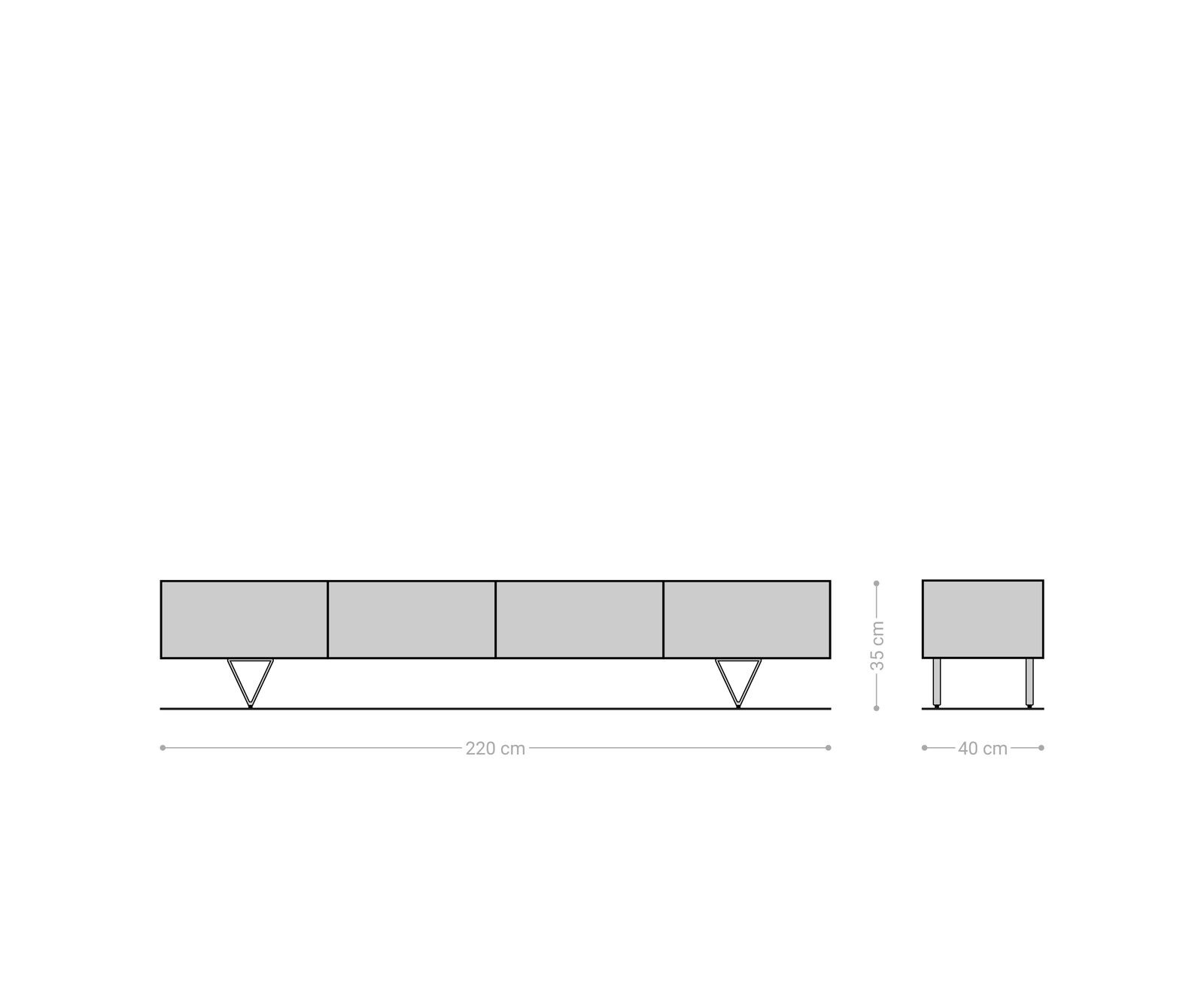 Tv-meubel Wyatt 220 cm natuur eik 4 lades V- onderstel rvs 6