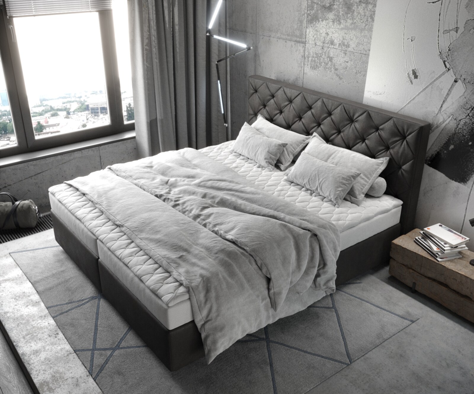 Boxspringbed Dream-Great 180x200 imitatieleer antraciet 3 Boxspringbed Dream-Great 180x200 imitatieleer antraciet 3