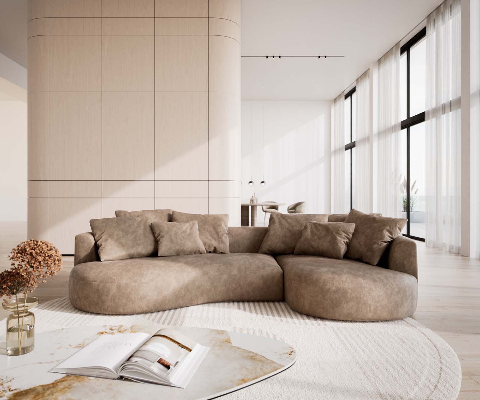 Edina bank 330x170 cm microvezel taupe vintage 1