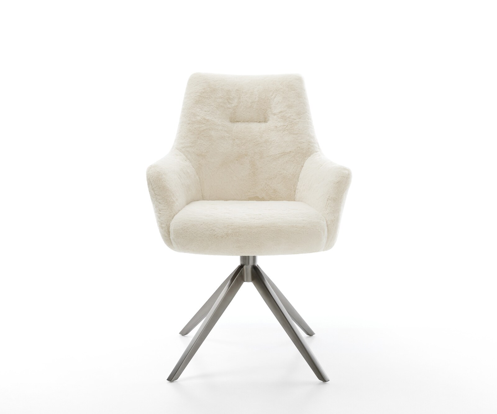 Draaistoel Alja-Flex met armleuning pluchen crème-wit kruisframe breed grafiet 360° draaibaar rocker-functie pocketveer kern 1