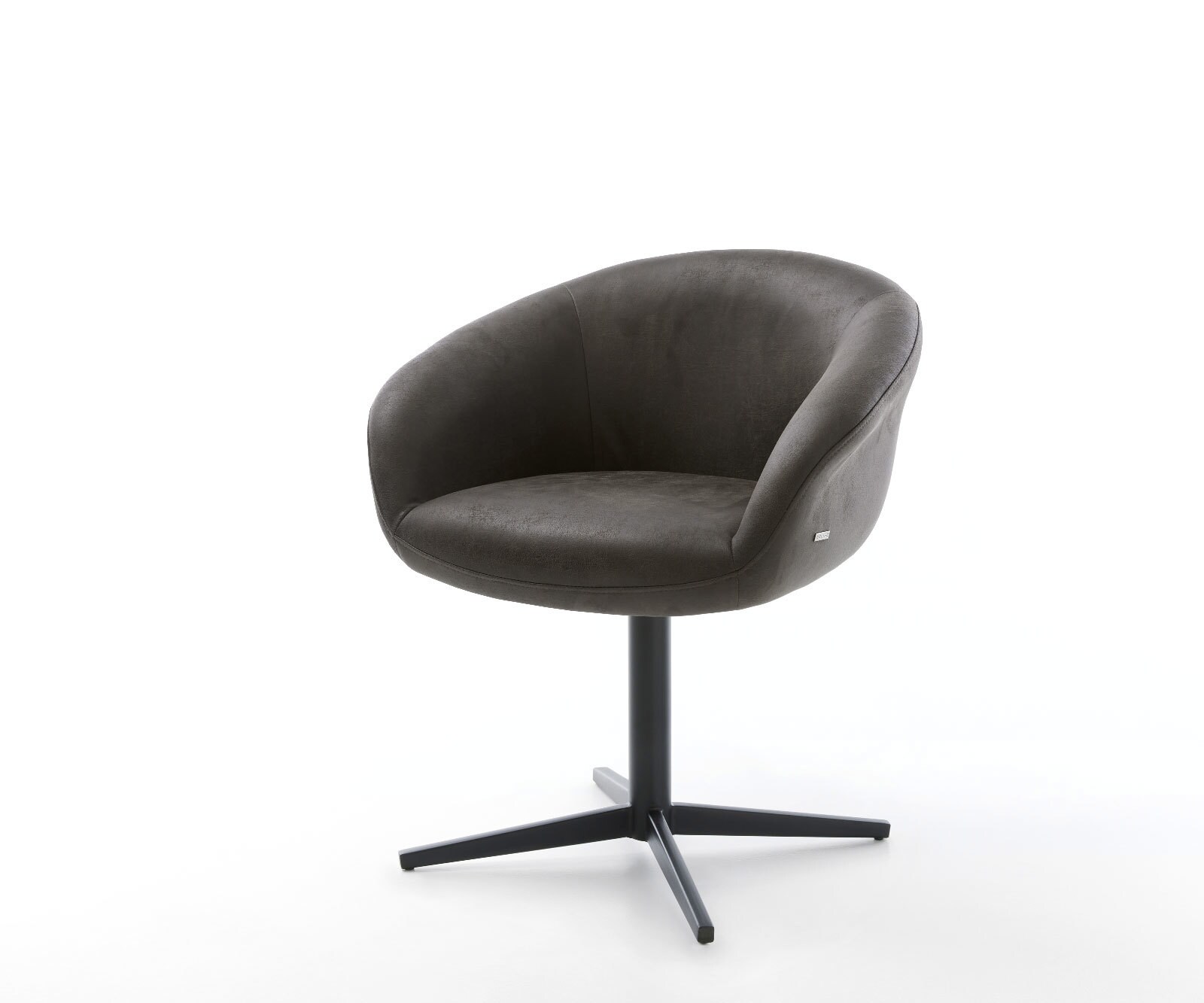 Draaistoel Vinka-Flex met armleuning microvelours antraciet vintage kruispoot zwart 360° draaibaar pocketveer kern