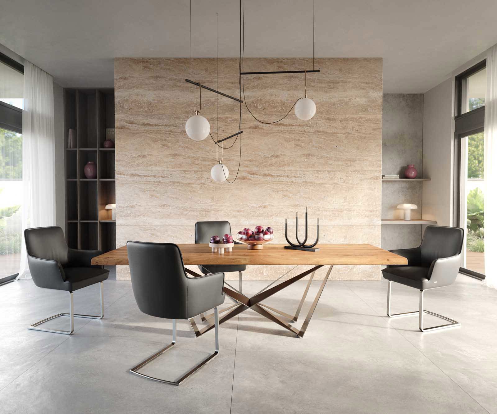 Sledemodel Heira-Flex met armleuning echt leer zwart sledemodel vlak roestvrij staal pocketveer kern 4 Sledemodel Heira-Flex met armleuning echt leer zwart sledemodel vlak roestvrij staal pocketveer kern 4