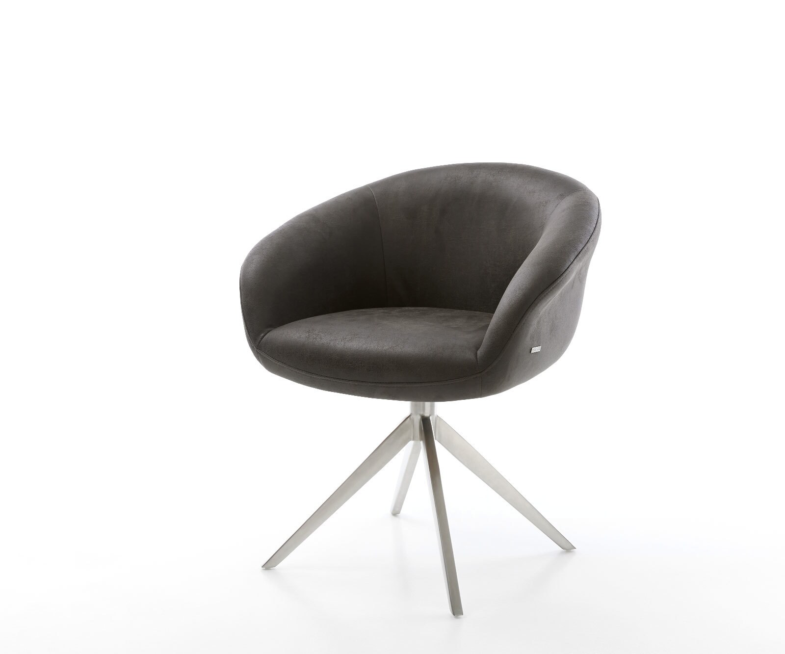 Draaistoel Vinka-Flex met armleuning microvelours antraciet vintage kruisframe breed roestvrij staal 360° draaibaar rocker-functie pocketveer kern