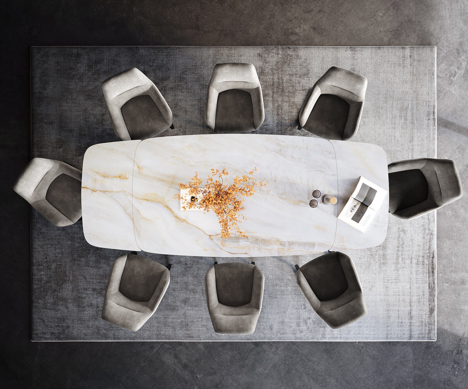 Eettafel Edge Boot 200-300x120 cm Keramiek Onyx Pearl Infinity Metaal Zwart uitschuifbaar 5