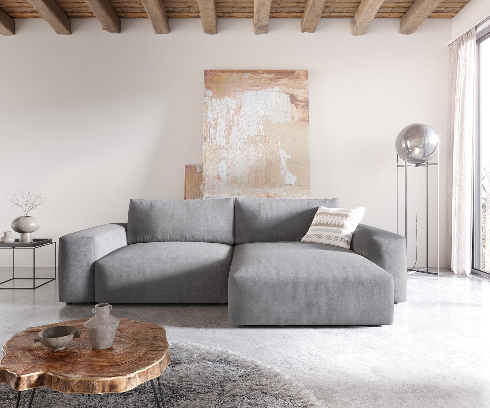 Hoekbank Lanzo XL 270x180 cm microvezel Grijs Variabele rugleuning 1