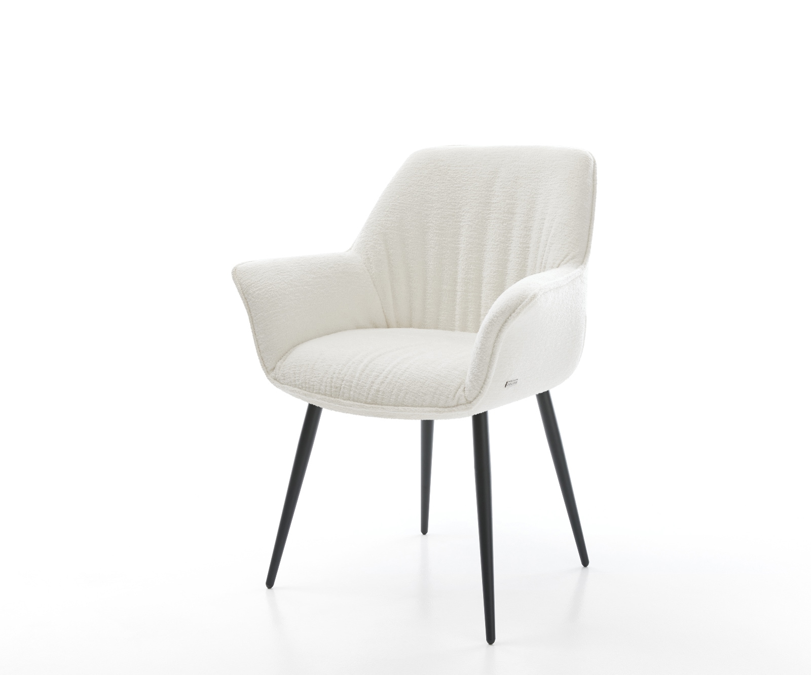 Eetkamerstoel Keila-Flex met armleuning bouclé zacht beige 4-poot conisch zwart 1