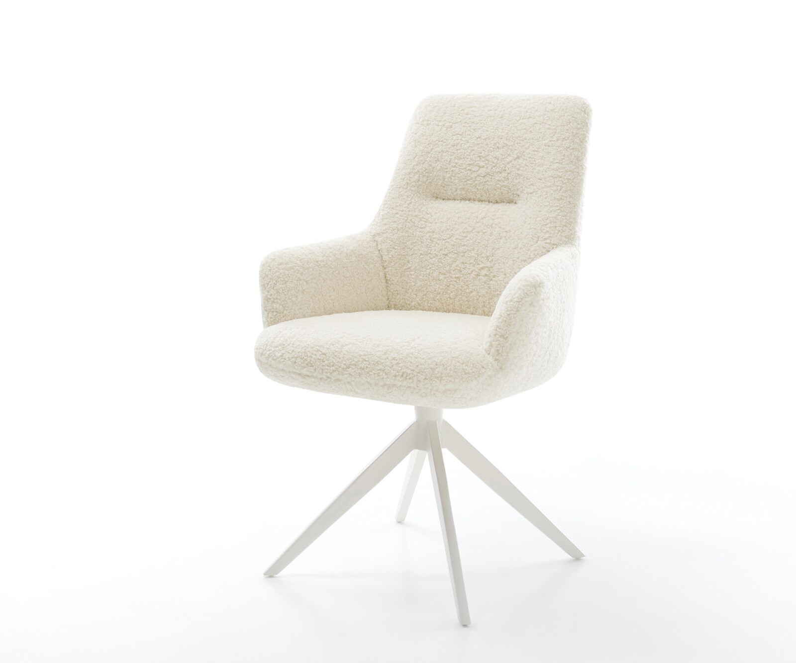 Draaistoel Zelia-Flex met armleuning teddy beige kruisframe breed wit 360° draaibaar rocker-functie pocketveer kern 1