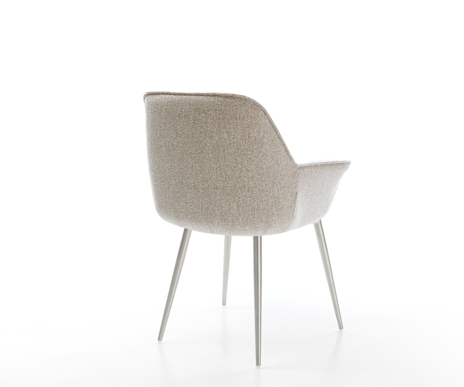 Eetkamerstoel Keila-Flex met armleuning geweven stof beige 4-poot conisch roestvrij staal 4